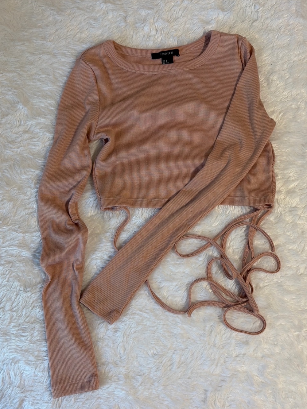 Ribbed Long Sleeve Crop Top in Dusty Rose